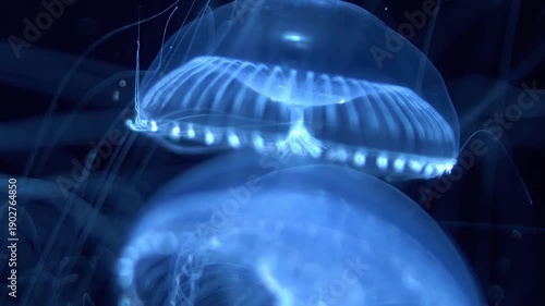 Wallpaper Mural Jellyfish Crystal Jelly Floating Under Blue Lighting Extreme Closeup of Aequorea Victoria Torontodigital.ca