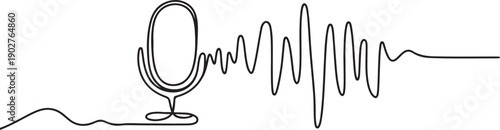 Single one line drawing Speech recognition device concept. Voiceover. one line Art icon drawing vector