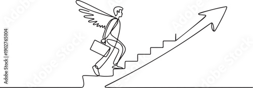 Continuous one line drawing Change job or career. Improvement or progression concept. one line Art icon drawing vector