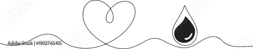 Continuous one line drawing World blood day concept. one line Art icon drawing vector