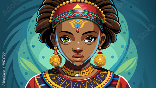 Very beautiful close-up portrait of an African girl wearing Ewu-Ivie beaded top and traditional Benin attire, highlighting cultural elegance, heritage fashion, and youthful identity.