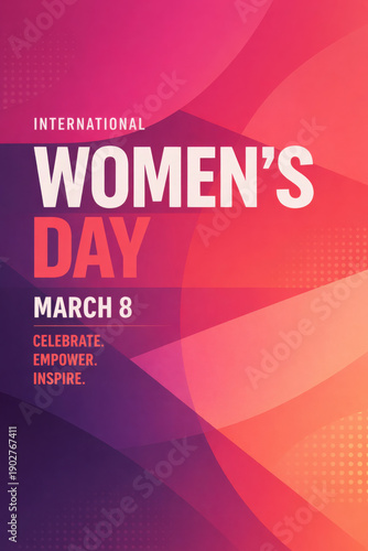 International Women’s Day celebration poster March 8, Modern Women’s Day typography banner design