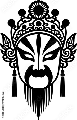  theatrical mask line vector illustration isolated on white background