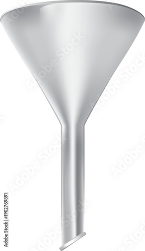 A silver cone shaped object with a long stem