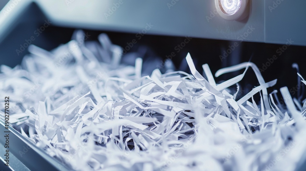 Fototapeta premium Close-Up of Shredded Paper in Document Shredder Machine