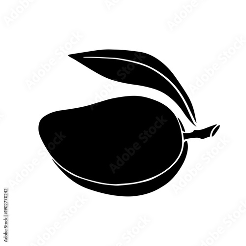 Tropical mango fruit stamp silhouette. Vector graphics.
