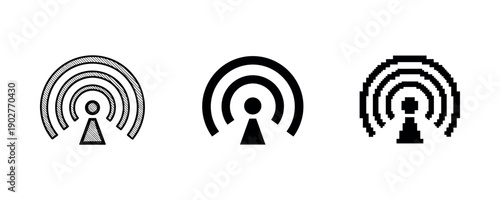 Three distinct antenna icons: sketch, minimal, pixel style