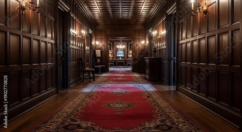Luxury Hotel Corridor with Warm Ambient Lighting