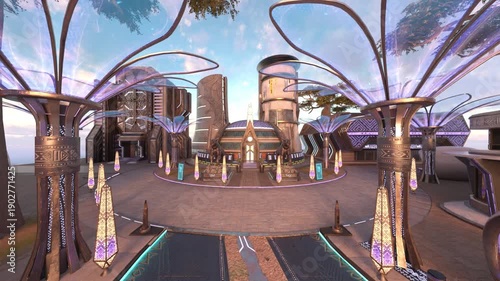 未来都市の風景　3DCGレンダリング