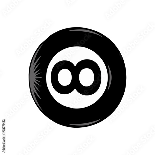 Classic Number 8 Pool Ball Icon for Billiards and Gaming Concept