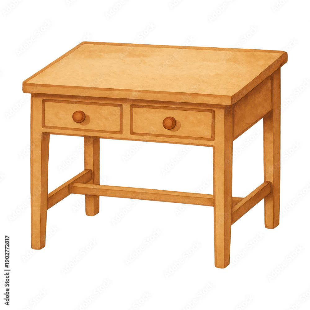 Fototapeta premium PNG Wooden table with two drawers.