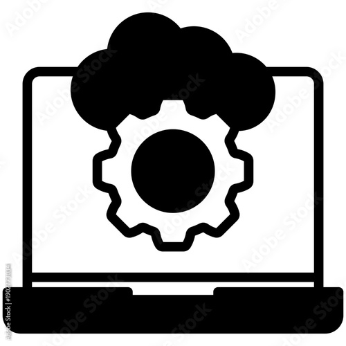 Cloud Hosting Glyph Icon, Mini Illustration For Modern Concept, Ui, Ux Web And App Development. Related To Seo And Online Marketing.