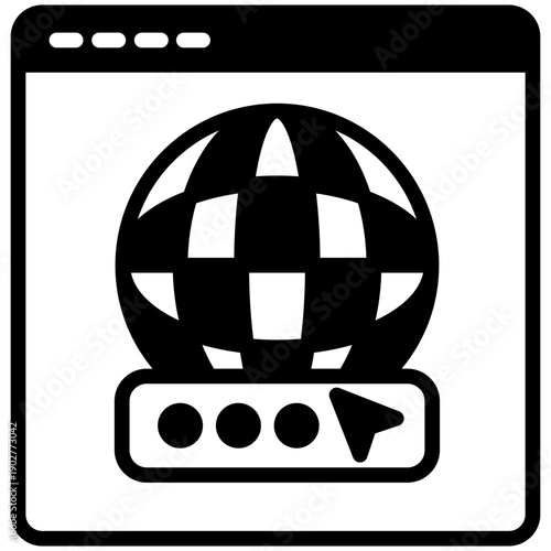 Domain Glyph Icon, Mini Illustration For Modern Concept, Ui, Ux Web And App Development. Related To Seo And Online Marketing.