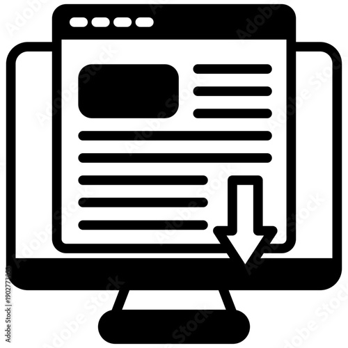 Landing Page Glyph Icon, Mini Illustration For Modern Concept, Ui, Ux Web And App Development. Related To Seo And Online Marketing.