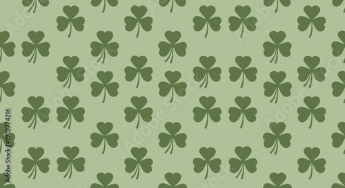Green shamrock pattern with a subtle and repeating design, perfect for St