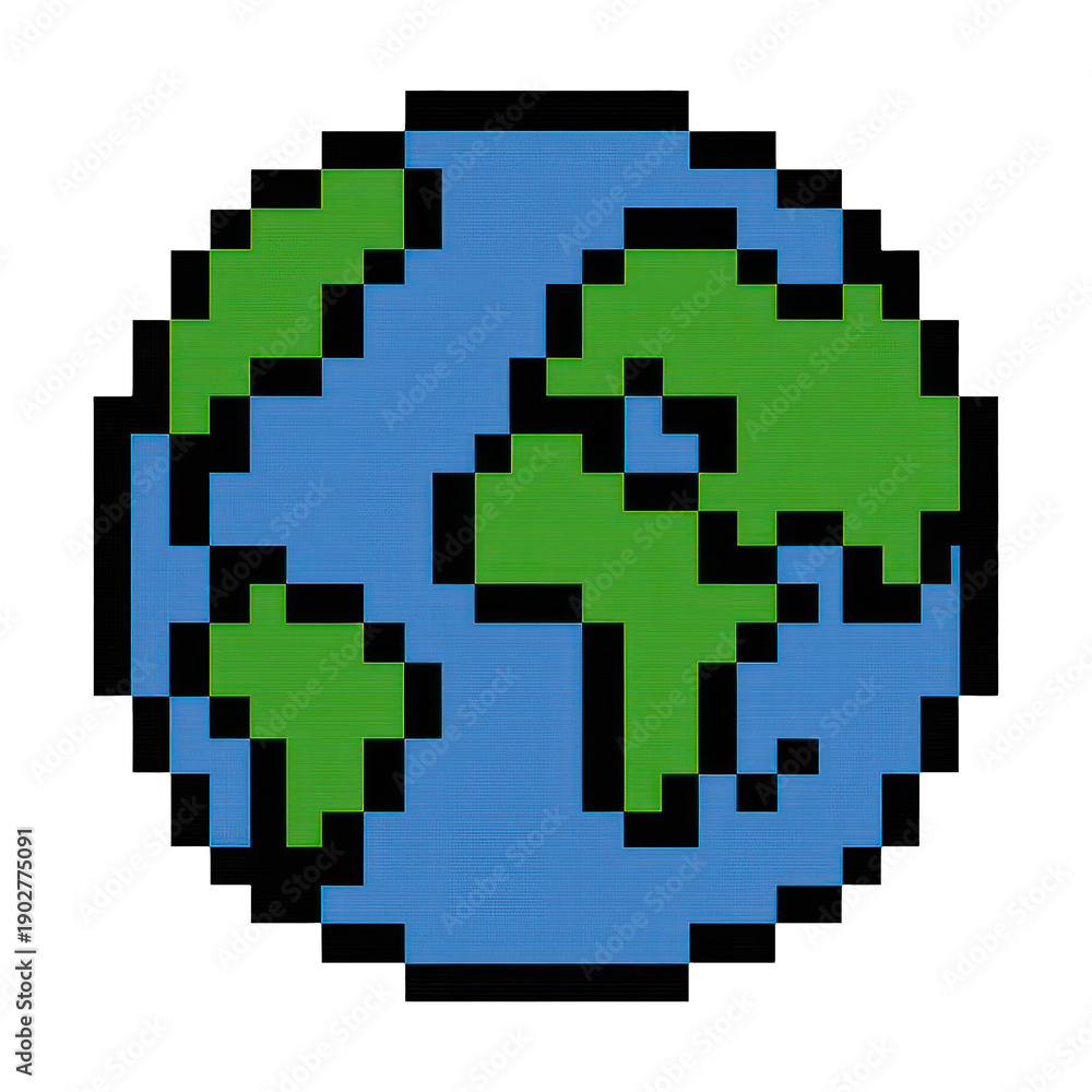 Fototapeta premium PNG Pixelated Earth digital art
