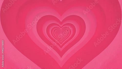 Valentine's Day card with pink hearts and English text. On moving hypnotic Hearts background and pretty typography. Seamless Psychedelic hearts for Valentines day concept. The 14th of February. 