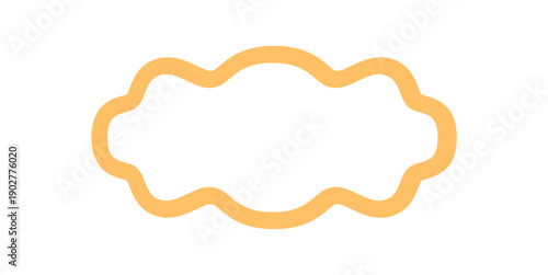 Groovy wavy retro outline frame shape with smooth border and yellow line. This playful label element stands as a unique y2k graphic, abstract form for modern background and trendy compositions.