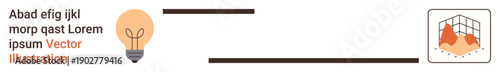Innovation, analytics, creativity, data analysis, problem-solving, research . Lightbulb connected to a graph. Innovation and analytics problem-solving and data visualization