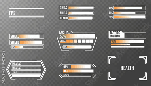 Competitive Shooter Health Bar UI Bundle – FPS Game Vector Pack