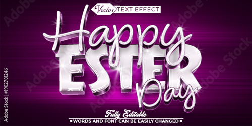  Happy Easter Day Celebration Spring Holiday Vector Fully Editable Smart Object Text Effect