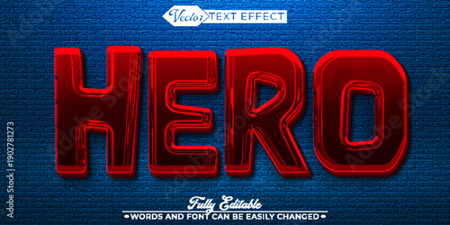  Hero Brave Courage Superpower Adventure Vector Fully Editable Smart Object Text Effect