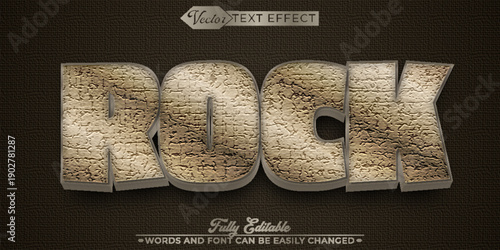  Rock Stone Music Strength Power Vector Fully Editable Smart Object Text Effect
