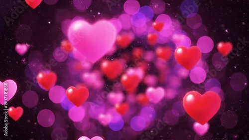 abstract valentine background with bokeh and hearts. background with hearts. seamless looping overlay 4k virtual video animation background
