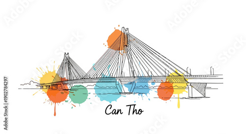 Vibrant Cityscape with Colorful Accents