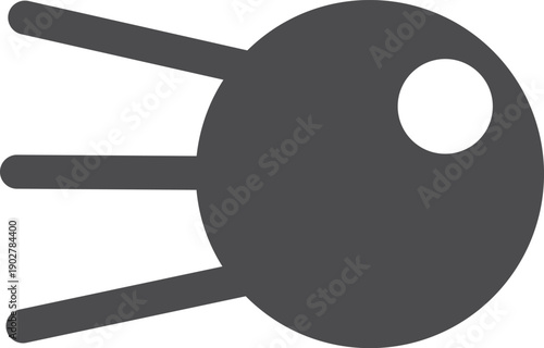 Sputnik black icon. Retro spacecraft. Spaceship symbol
