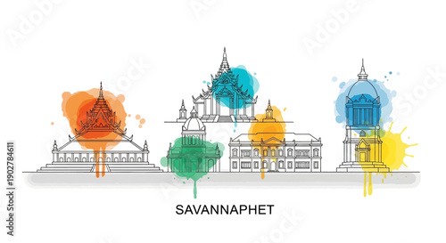 Vibrant Cityscape with Cultural Highlights