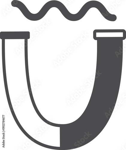 Magnet force black icon. Attractive power symbol