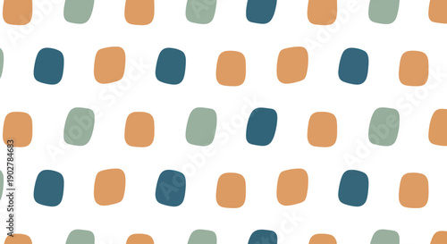 Abstract pattern of rounded squares in muted earth tones on a white background, flat design.