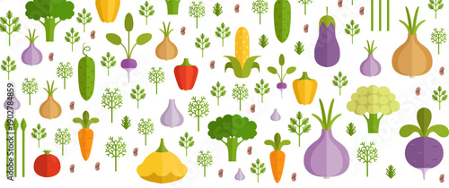 Vegetable pattern. Color fresh organic food ingredients