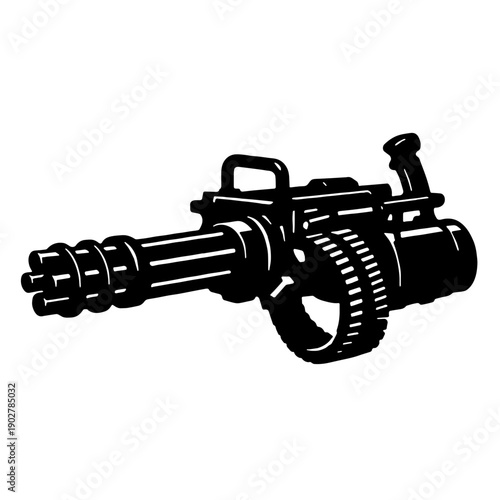 Handheld Minigun Extreme Power Black Silhouette Icon
