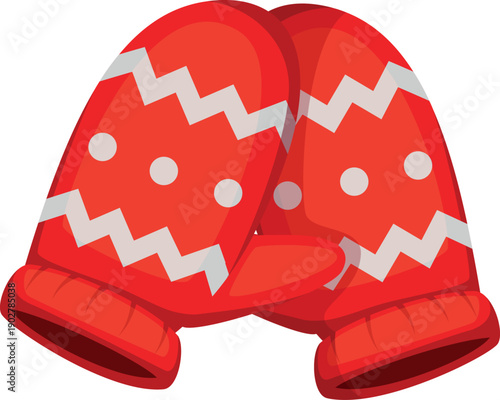 Red mittens cartoon icon. Winter wool accessory