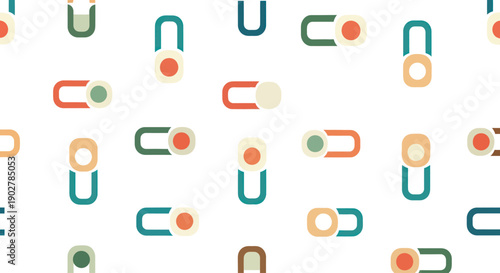 Retro toggle switch icons in a repeating pattern with muted colors on a white background