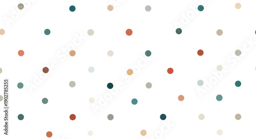 Retro polka dot pattern with muted colors on a white background, graphic design element