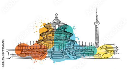 Temple of Heaven in Beijing, Colorful Design, Artistic Viewpoint, Modern Interpretation