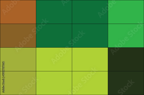 Grid of solid color squares in earthy and green tones color blocks earthy tones
