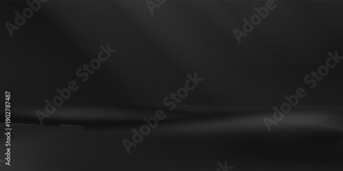 limbo black background. abstract dark gradient backdrop. color wall of studio, room, stand for product display or photo. modern banner with empty place for advertising text. vector illustration.