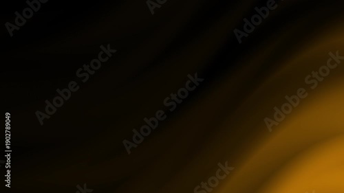 Abstract dark background with flowing waves of warm golden light texture creating a seamless loop