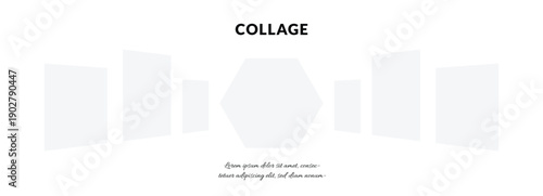Minimal Digital Collage Template with Geometric Image Placeholders on White Background for Web