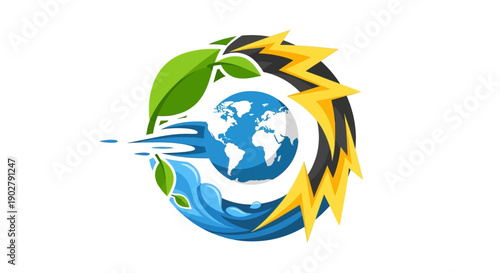 Sustainable Energy Concept with Earth and Green Elements