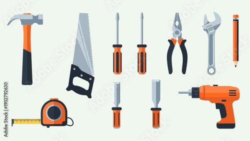 Essential Hand Tools Collection for Home Improvement and Construction Projects.