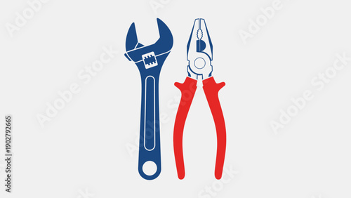 Adjustable Wrench and Pliers Hand Tools for Repair and Maintenance.