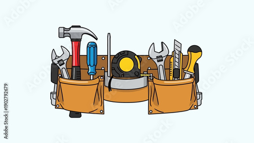 Essential Hand Tools Organized in a Practical Work Belt.