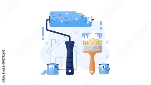 Painting tools for home renovation and artistic projects.