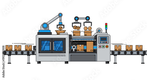 Automated Packaging Machine with Conveyor Belt System.