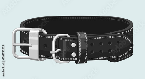 Black Leather Belt with Silver Buckle.